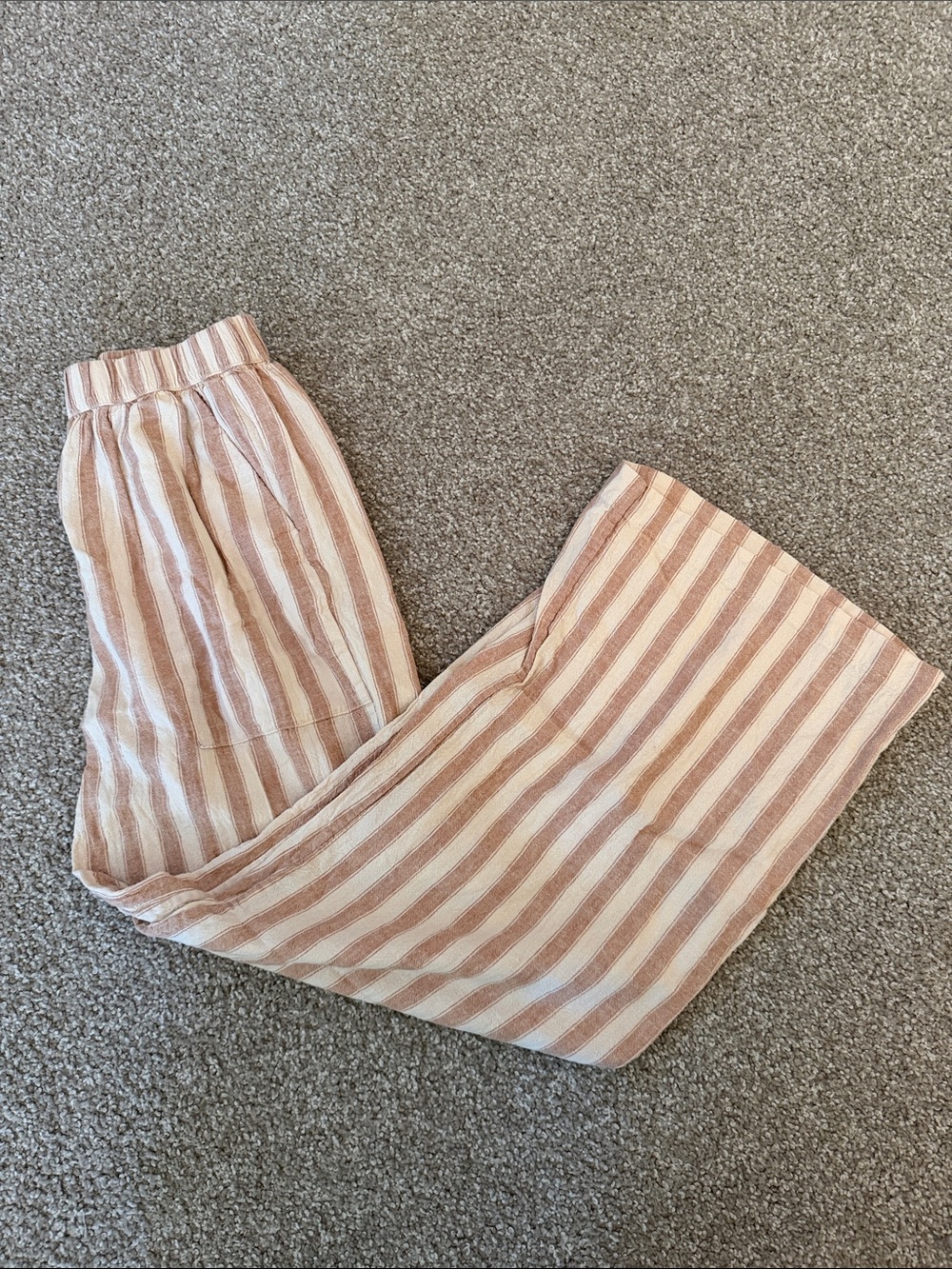 Splendid Blush Pink & White Striped Wide-Leg Joggers